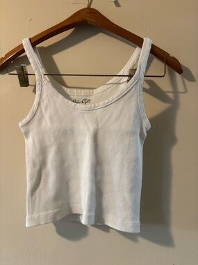 Brandy Melville White Ribbed Scoop Tank